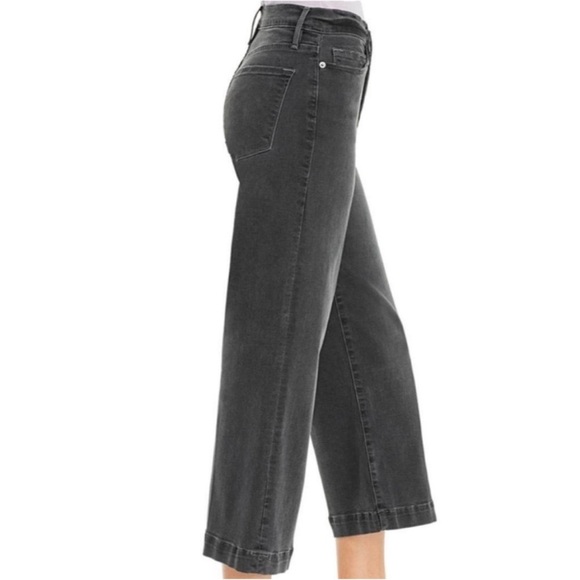 Frame Denim Ali Wide Leg Jeans High Rise Noise Charcoal Gray Exposed Buttons 28 - Picture 2 of 10